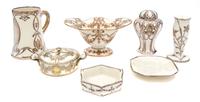 A Group of Lenox Porcelain Silver Overlay Table Articles Height of first 7 3/4 inches.
