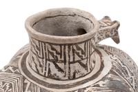 Tularosa Black-on-White Lobed Pottery Jar, with Dog Effigy