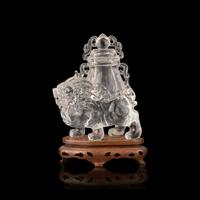 A Chinese Rock Crystal 'Mythical Beast' Vase and Cover, 20th Century 近代 雕水晶獣形蓋瓶