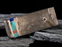Tufa Cast Silver and Cobbelstone Inlay Belt Buckle, with Gold Accents