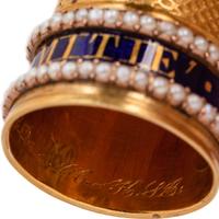 A Georgian Yellow Gold, Enamel and Pearl-Inset 'Mourning' Thimble
