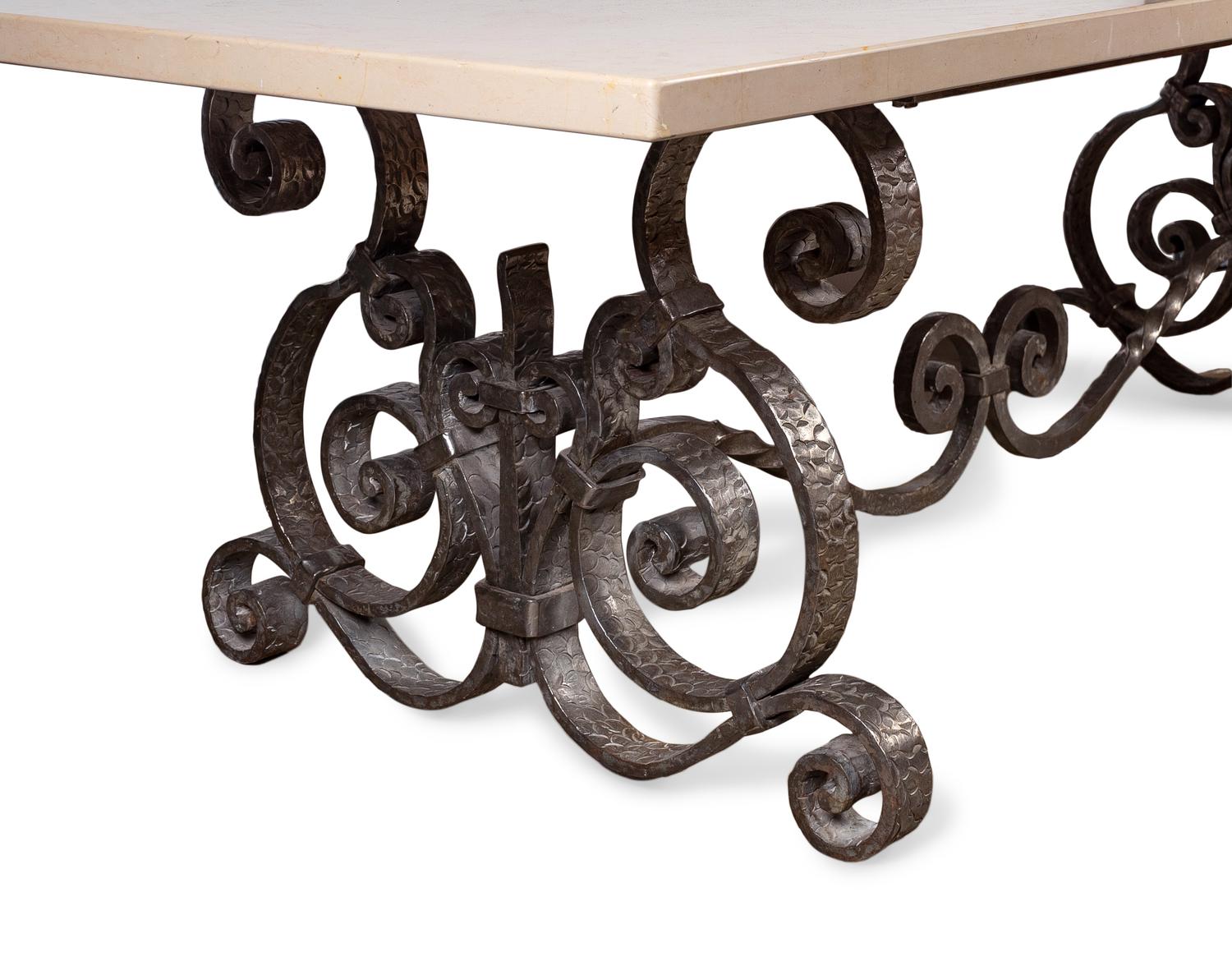 A French Steel Base Baker's Table with Marble Top — LATE 20TH CENTURY