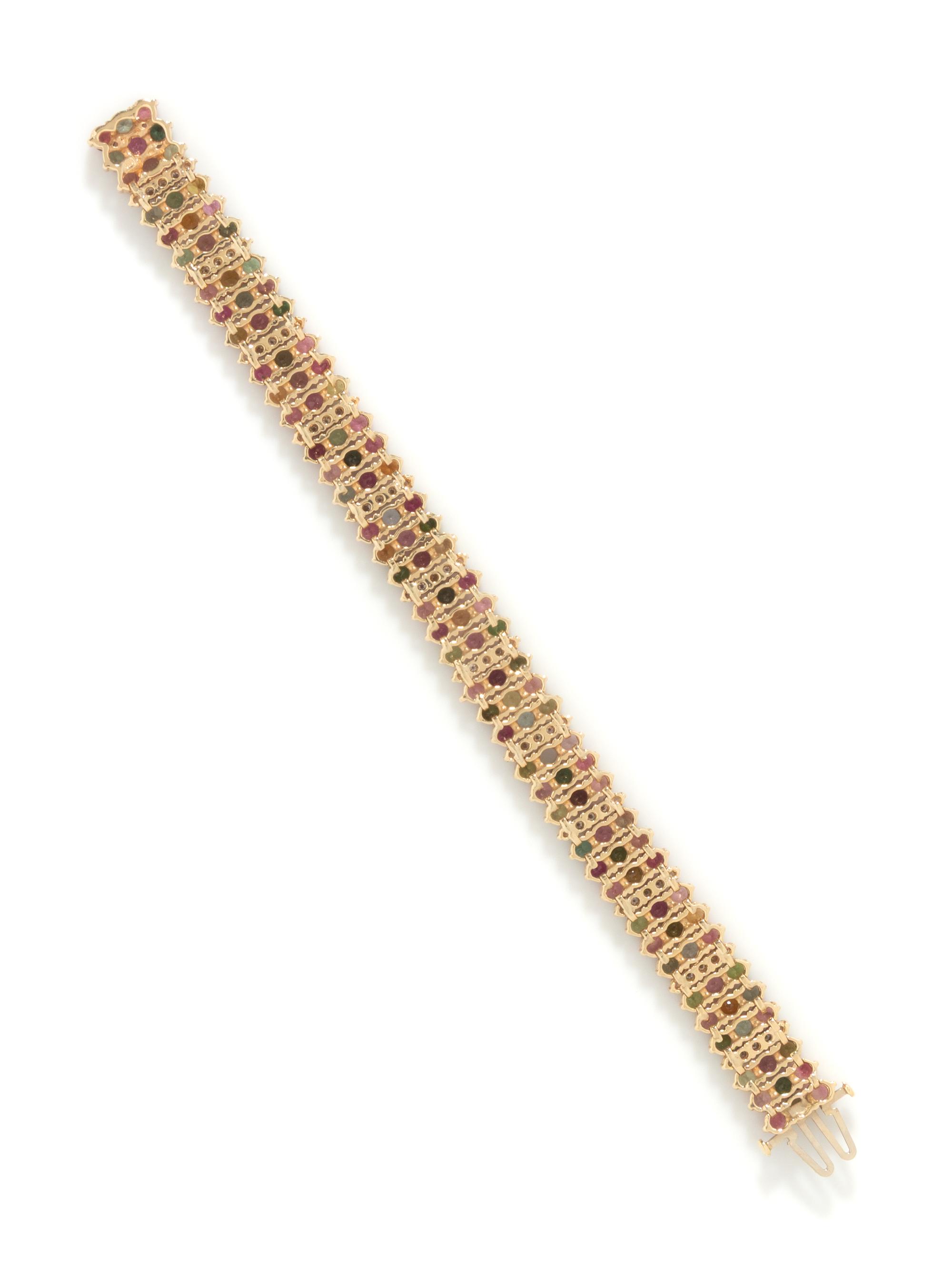 MULTIGEM, DIAMOND, AND GOLD BRACELET