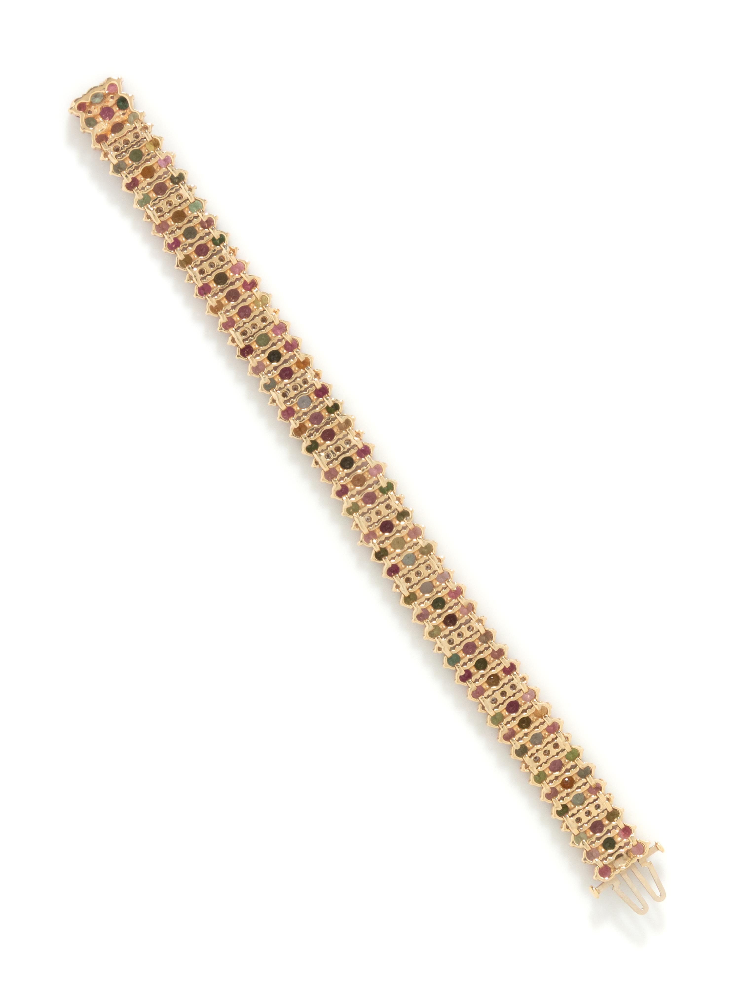 MULTIGEM, DIAMOND, AND GOLD BRACELET