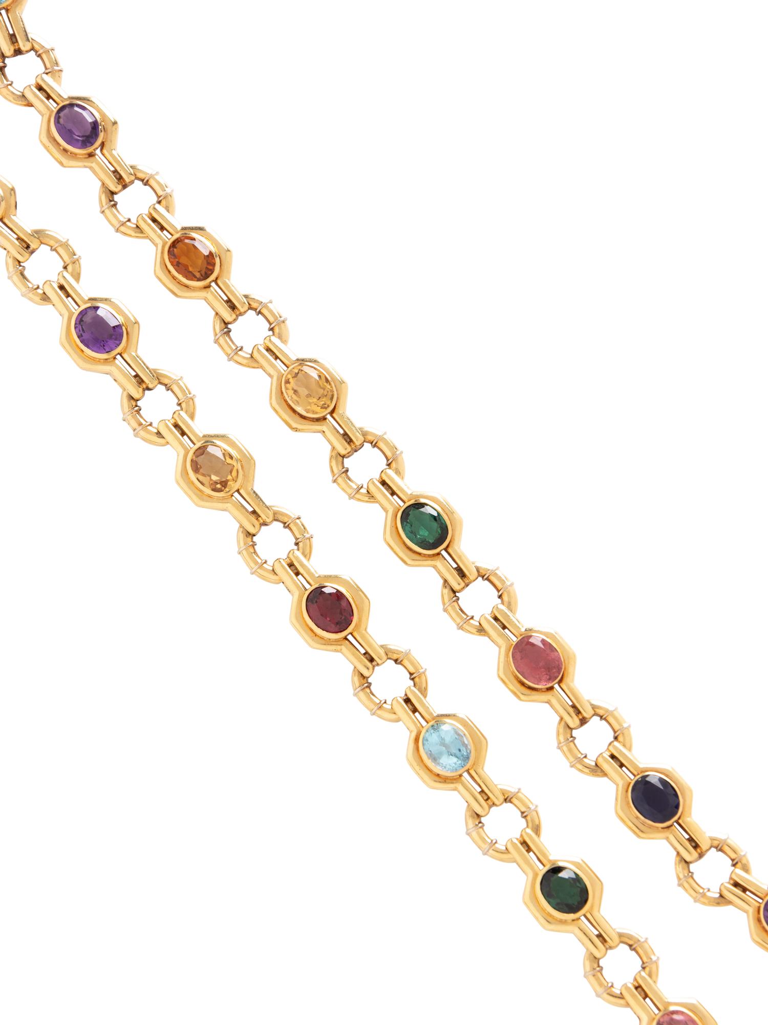 YELLOW GOLD AND MULTIGEM CONVERTIBLE NECKLACE