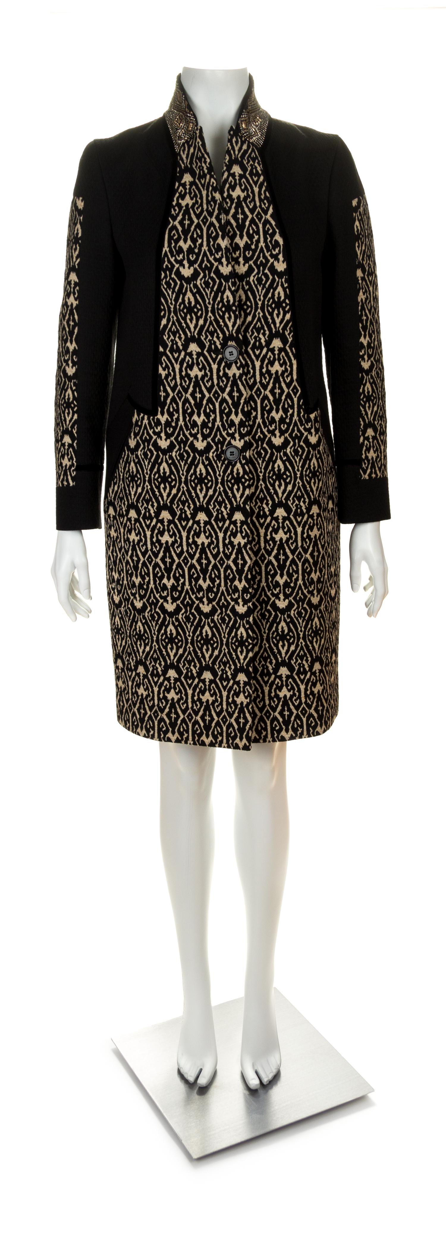 An Etro Black Pattern Coat Size 42.