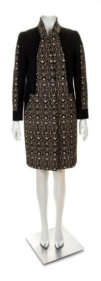 An Etro Black Pattern Coat Size 42.