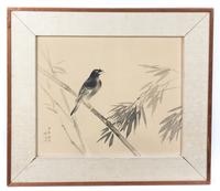 A Chinese Watercolor on Silk Height 17 x width 28 1/4 inches.