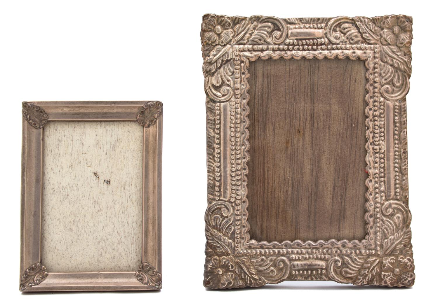 A Group of South American Silver Articles, Various makers, comprising three easel back picture frames and a leather address book with a