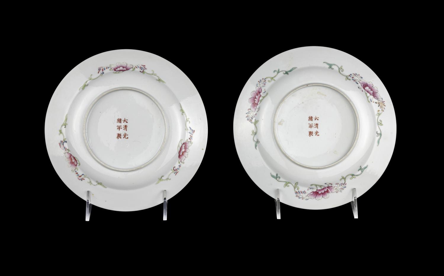 A Pair of Chinese Famille Rose 'Millefleur' Plates
