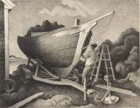 Thomas Hart Benton, (American, 1889-1975), Repairing the Sloop, 1973