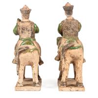 A Pair of Chinese Terracotta Equestrian Musician Figures