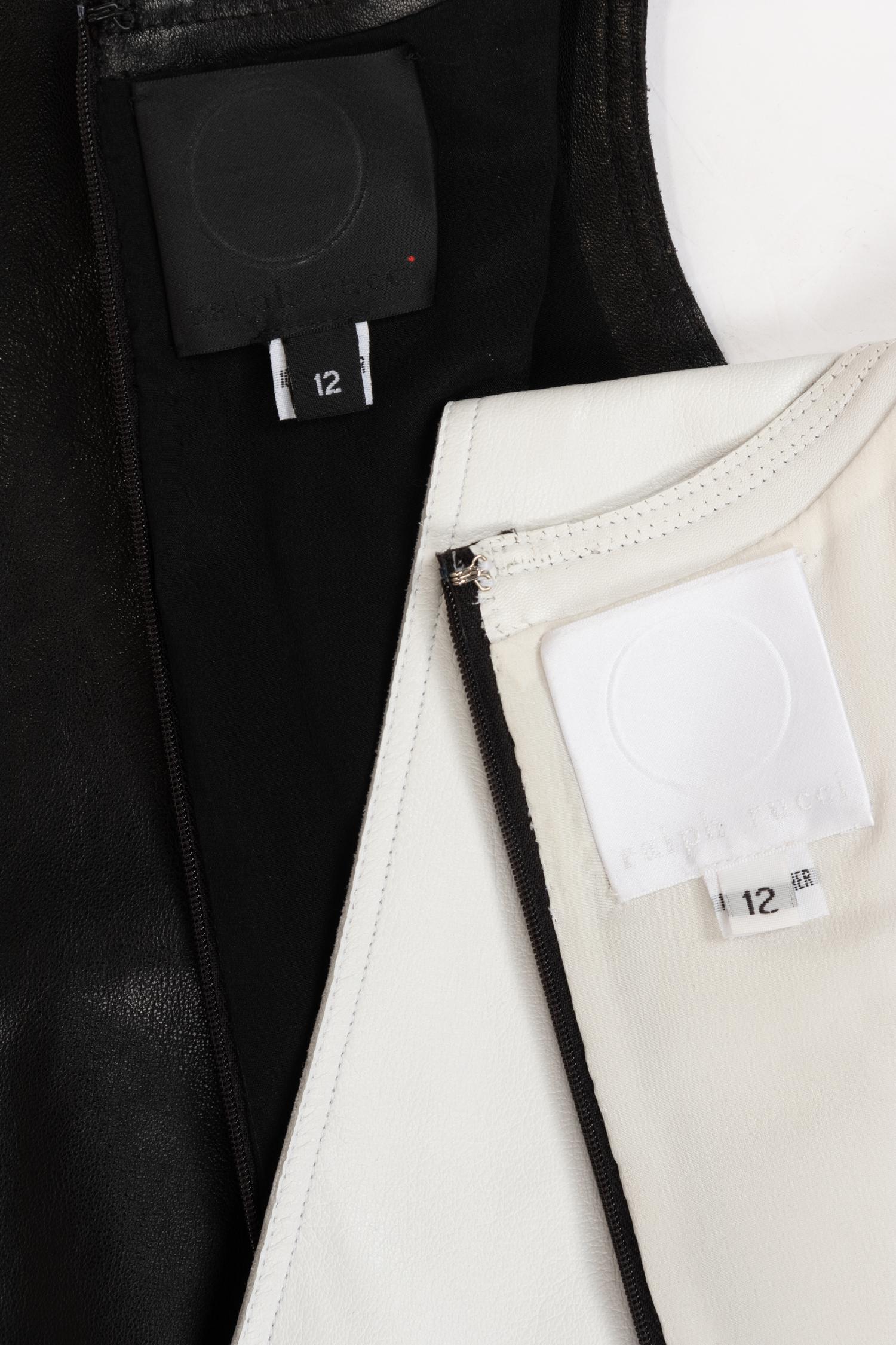 Two Ralph Rucci Leather Color Block Tops
