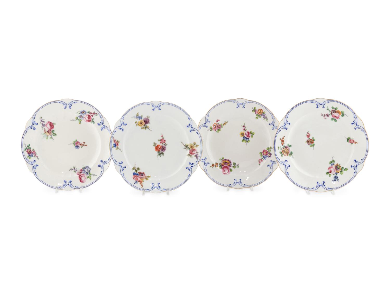 A Group of Four Sèvres Porcelain Plates