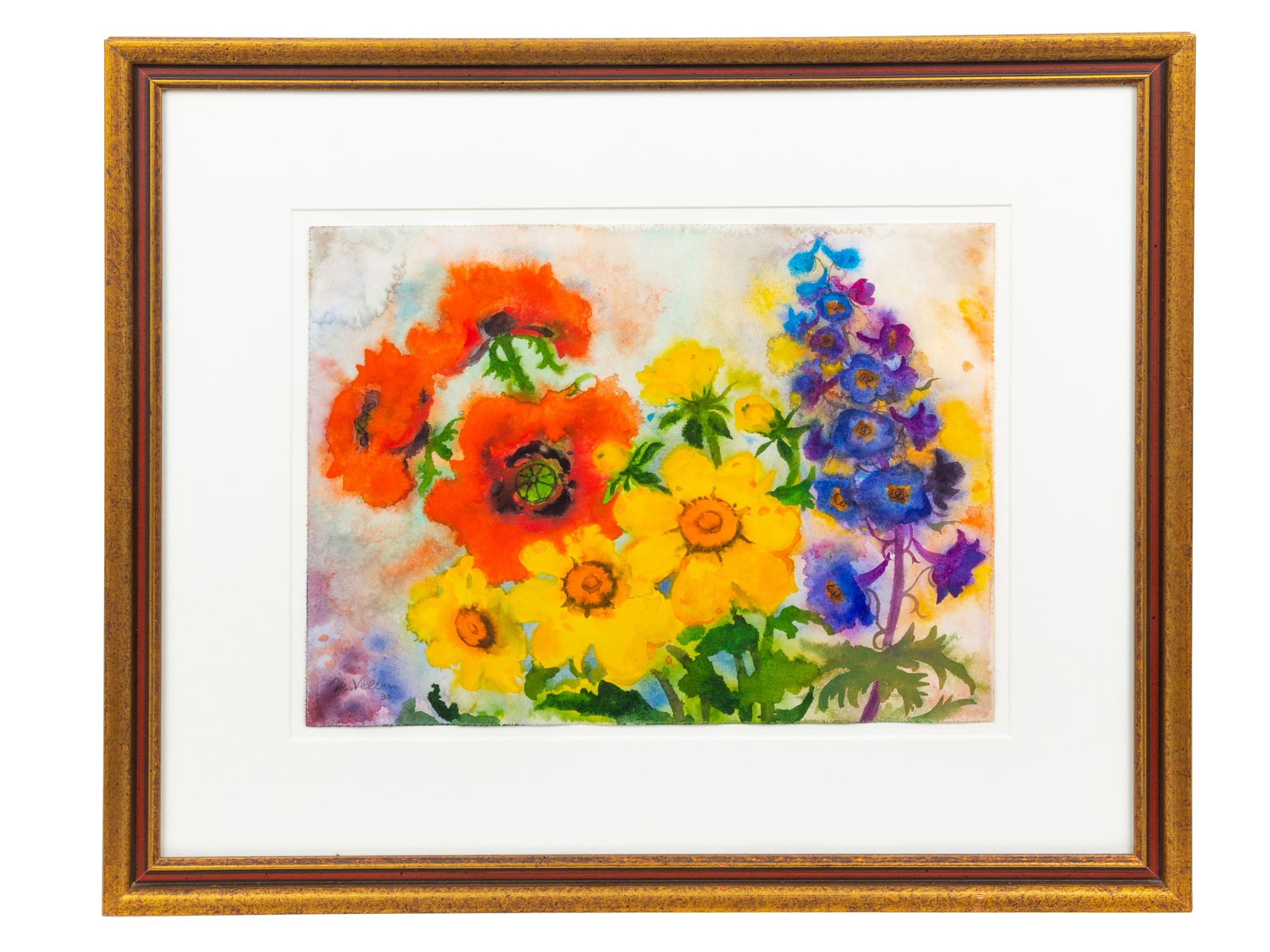 Marc Velten, (German, b. 1924), Poppies, Calendulae and Delphiniums, 1988