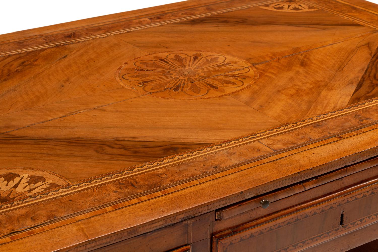 A North Italian Neoclassical Walnut, Marquetry and Burlwood Partners’ Desk