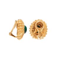 TIFFANY & CO., SCHLUMBERGER, YELLOW GOLD AND MALACHITE CLIP EARRINGS