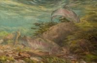 Two Works: Outlet, Lake Rotaroa , 1997, oil on board and Fish in the Stream, oil on canvas