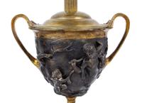 A Pair of Grand Tour Bronze and Marble Urns Mounted as Lamps