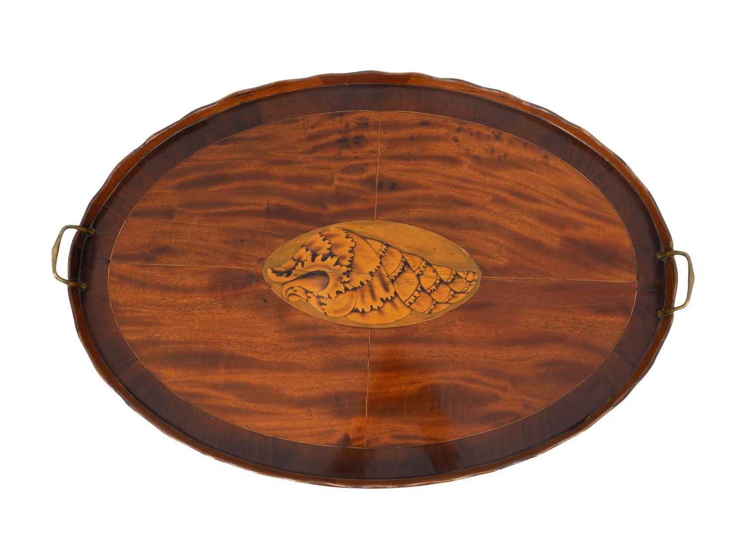 A George III Inlaid Mahogany Oval Tray on Stand — 19TH CENTURY