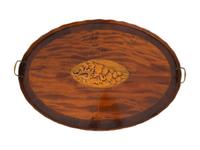 A George III Inlaid Mahogany Oval Tray on Stand — 19TH CENTURY