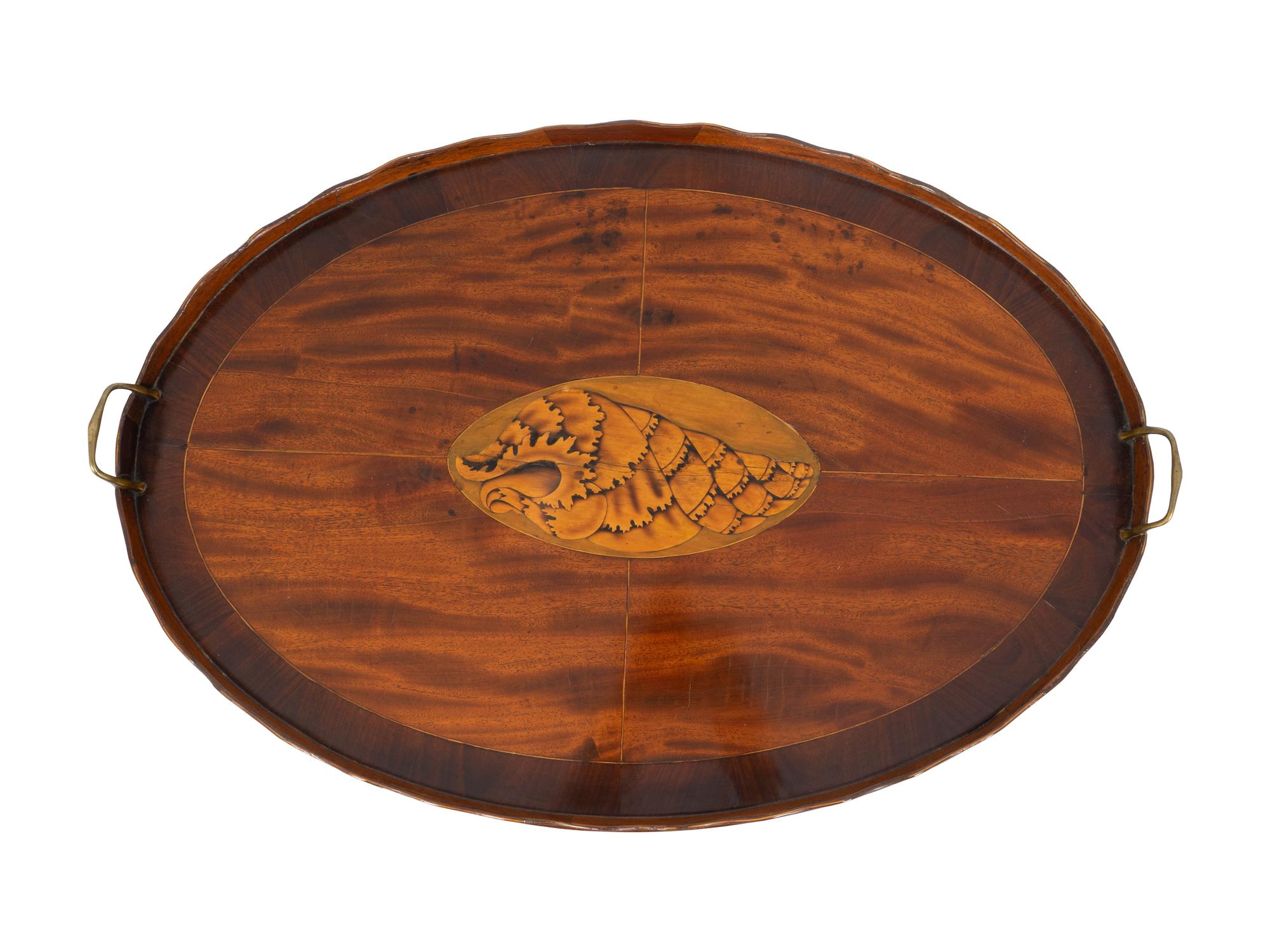 A George III Inlaid Mahogany Oval Tray on Stand — 19TH CENTURY