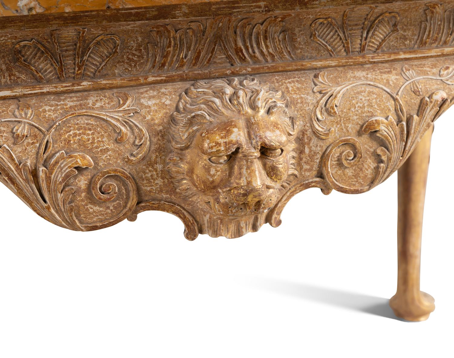 A George II Gilt-Gesso and Marmo Giallo Marble Table