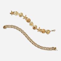 A Set of Two 14K Yellow Gold Bracelets