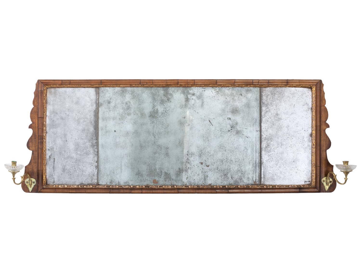 A George III Parcel Gilt Walnut Overmantel Mirror