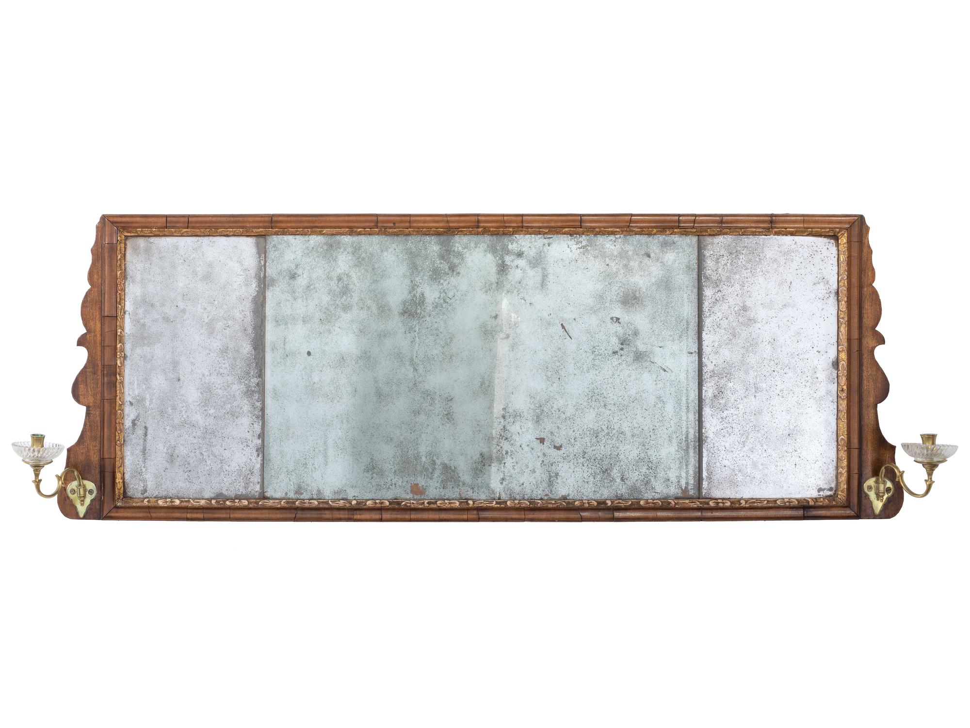 A George III Parcel Gilt Walnut Overmantel Mirror