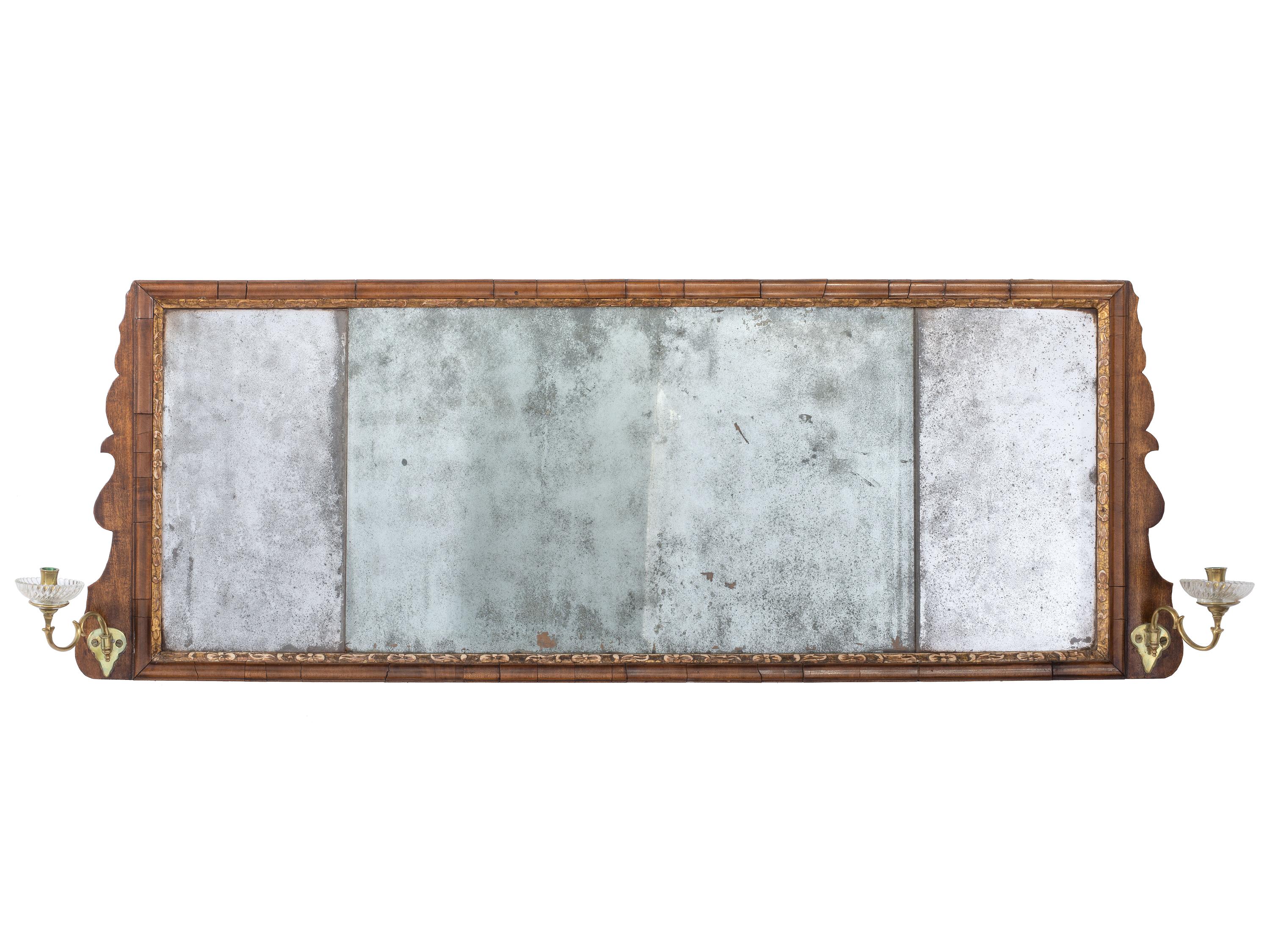 A George III Parcel Gilt Walnut Overmantel Mirror