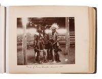 Exceptional album containing photographs of Pine Ridge Reservation and its surroundings, incl. Native American subjects, Indian schools, ceremonies, camp life, and Wounded Knee. Ca late 1890s-early 1900s.