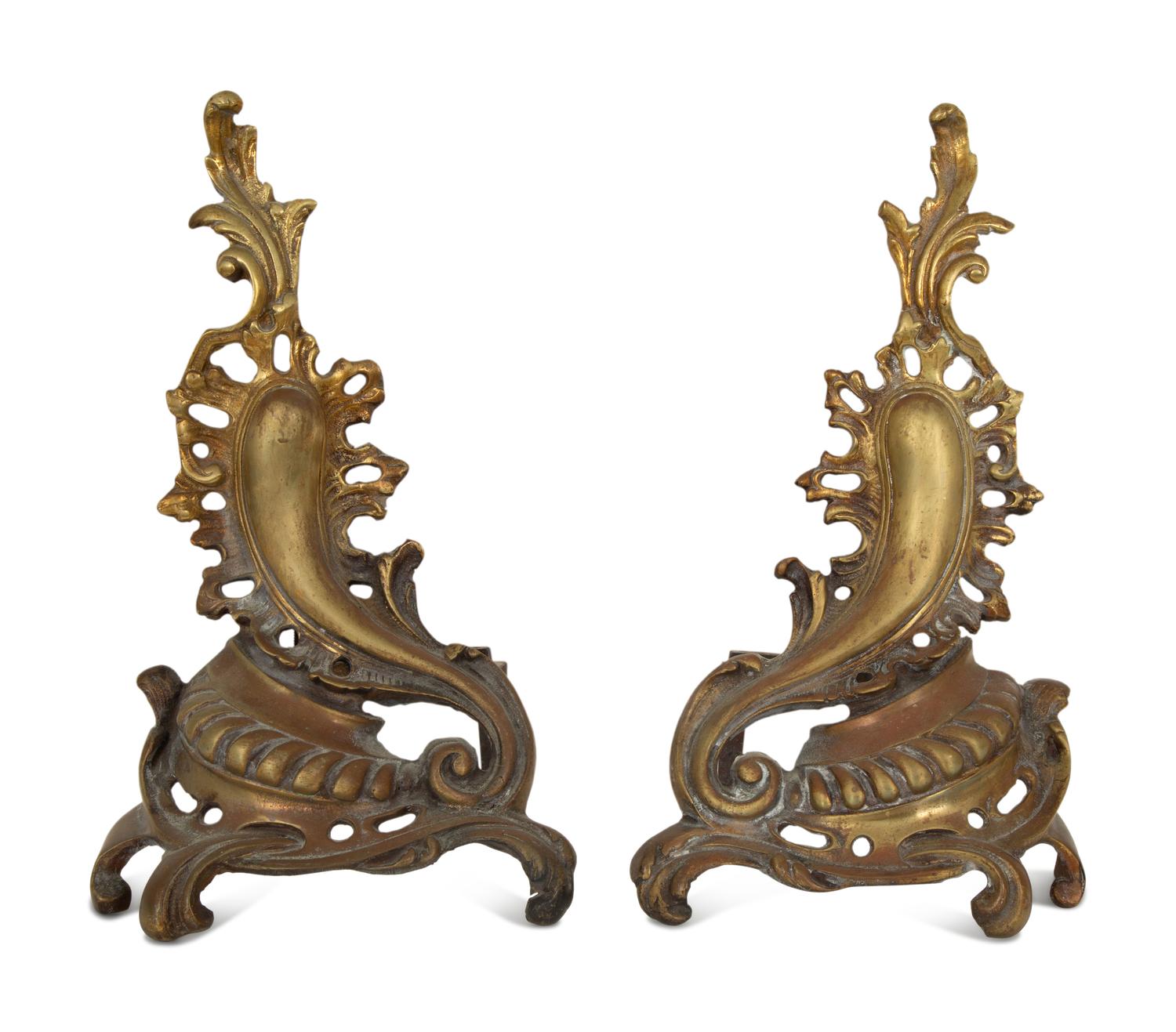 A Pair of Louis XV Style Gilt Bronze Chenets