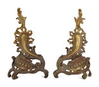 A Pair of Louis XV Style Gilt Bronze Chenets