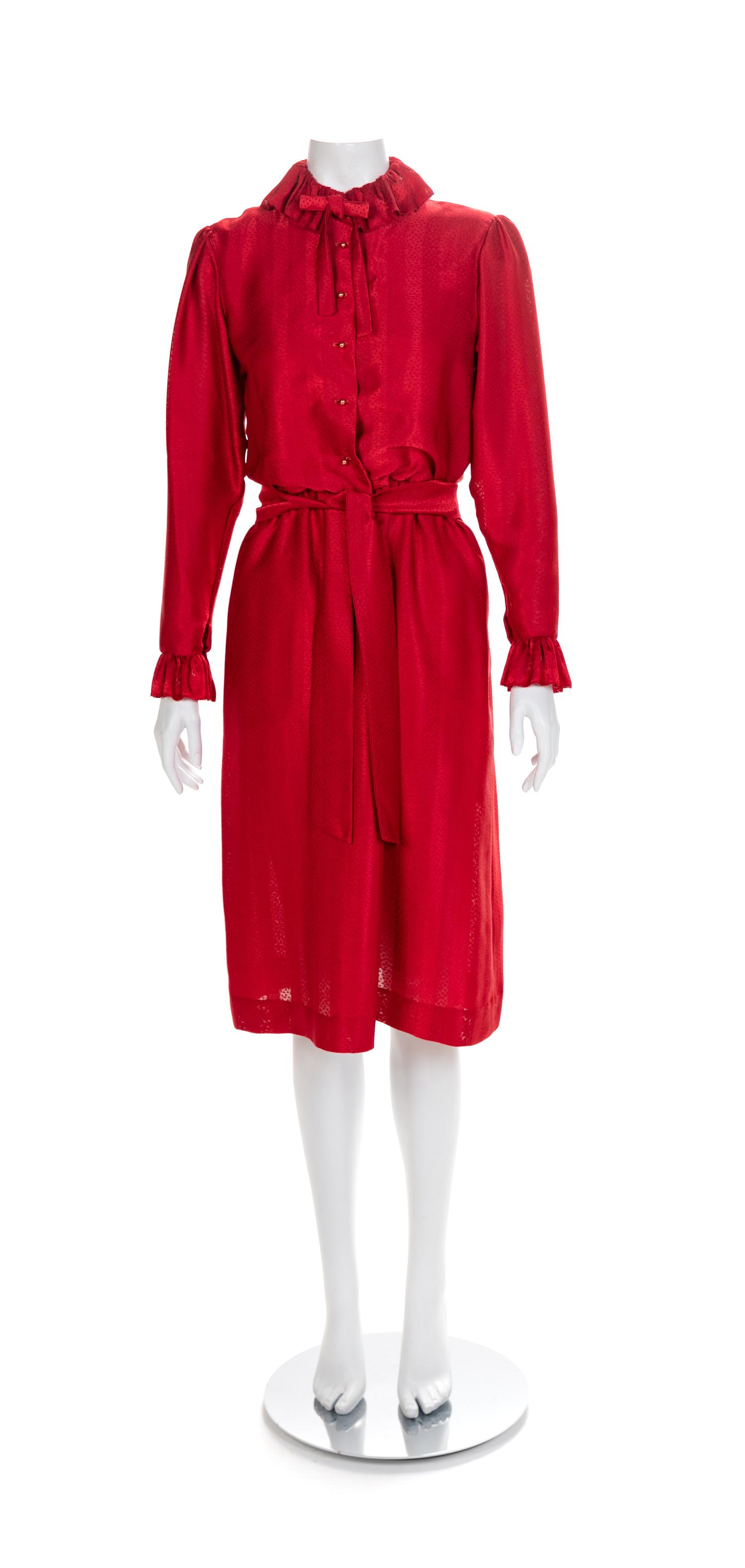 Hanae Mori Dress Red Dress, 1980s Size label: 10