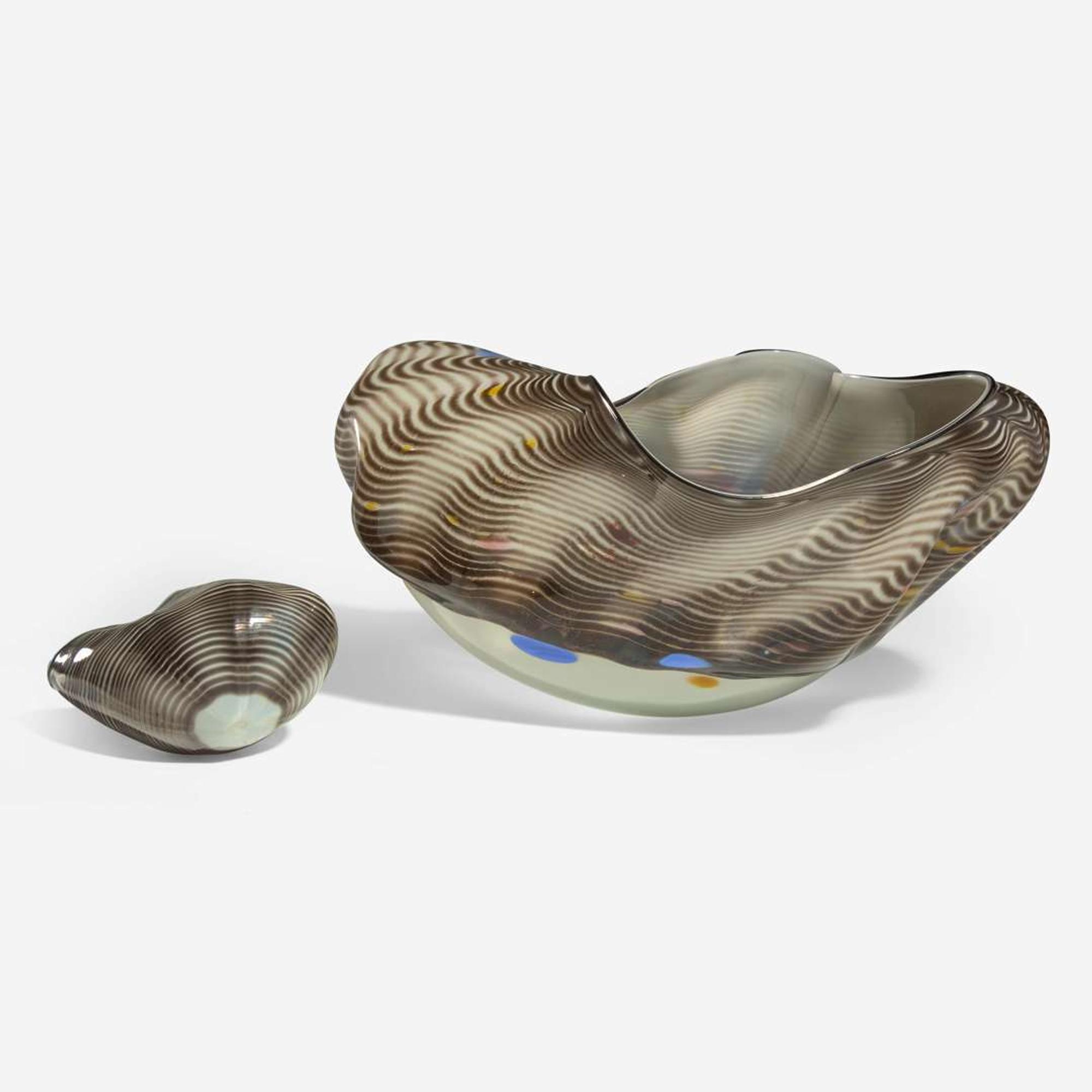 Dale Chihuly (American, b. 1941) Set of Two Black and White Baskets, USA, 1987