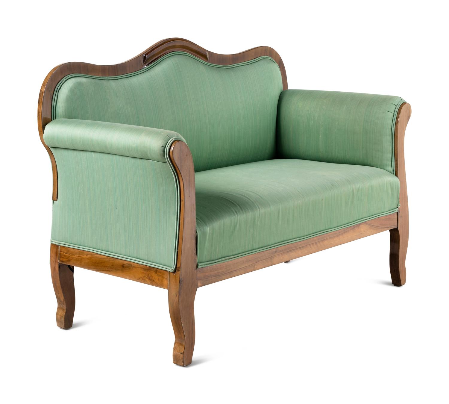 A Biedermeier Walnut Loveseat