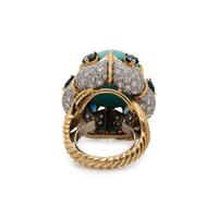 TURQUOISE, DIAMOND AND SAPPHIRE RING