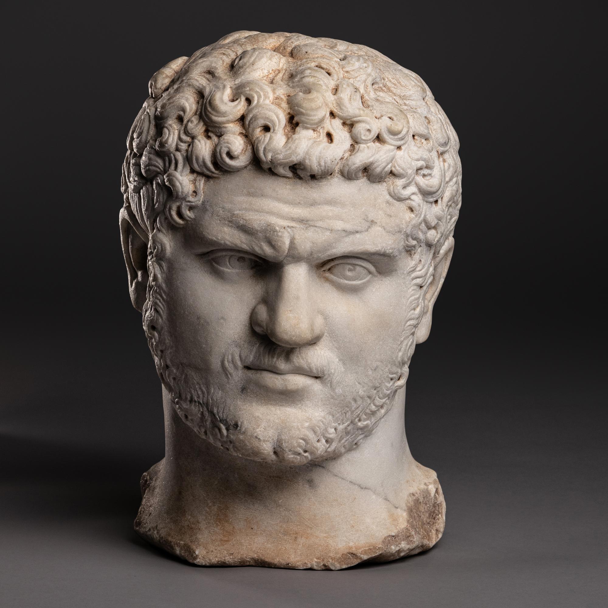 A Grand Tour Marble Portrait Head of Emperor Caracalla