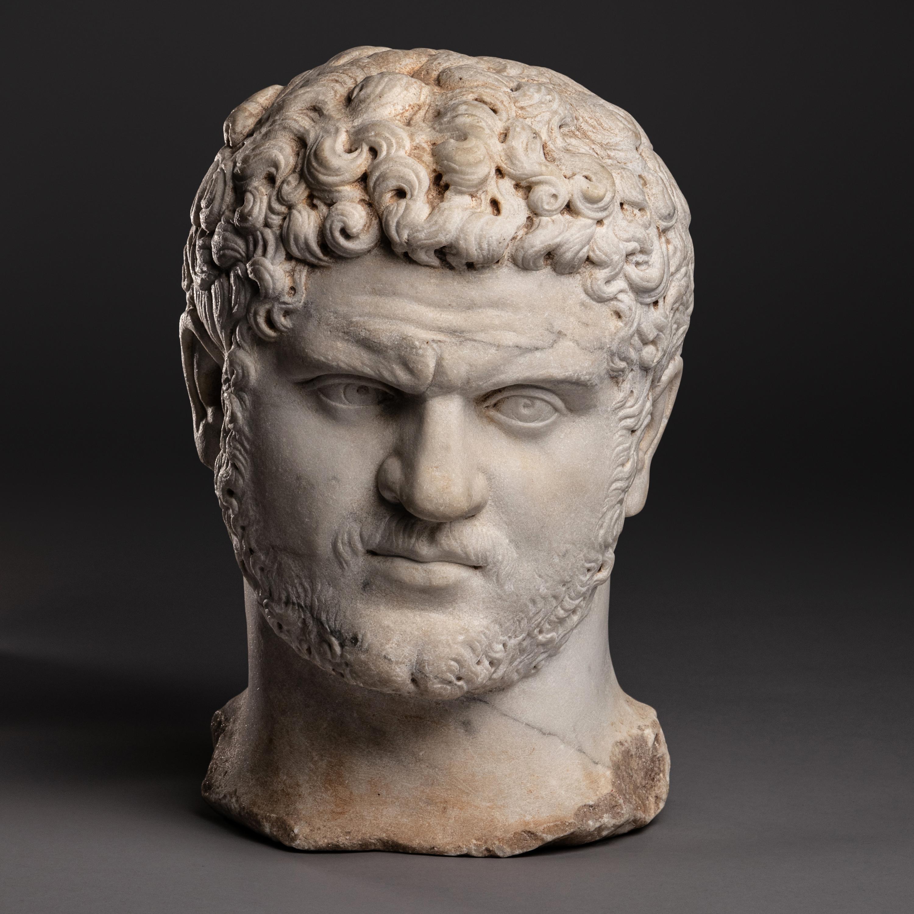 A Grand Tour Marble Portrait Head of Emperor Caracalla
