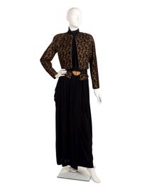 Christian Dior Haute Couture Four-Piece Wrap Dress and Jacket Ensemble with Two Belts, Fall/Winter 1981