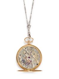 Tiffany & Co., Art Deco, Platinum Open Face Pocket Watch with Fob Chain