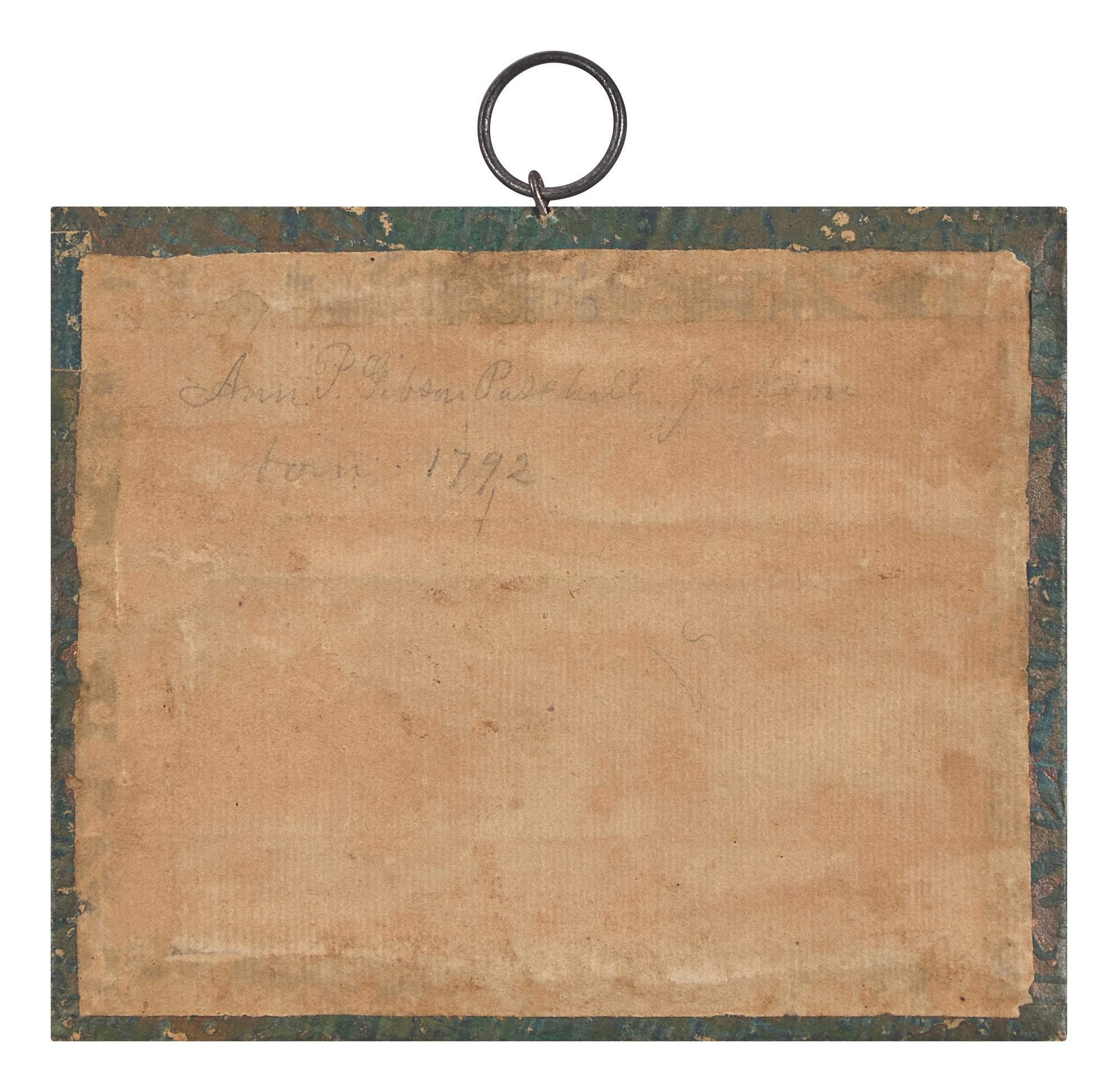 American School 18th Century, "Ann Gibson 1792" Presentation Drawing, Dated "1800"