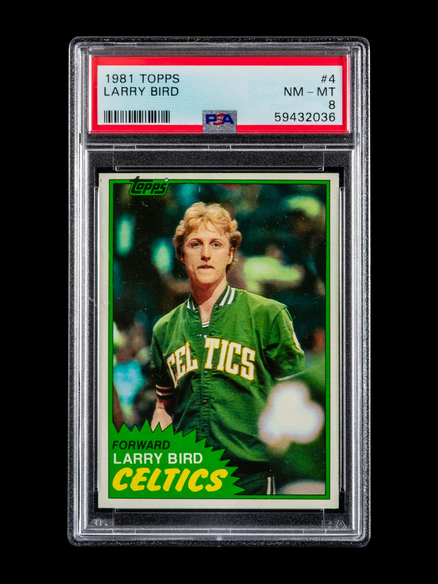 A 1981 Topps Larry Bird Basketball Card No. 4. (PSA 8 NM-MT)