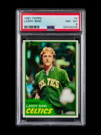 A 1981 Topps Larry Bird Basketball Card No. 4. (PSA 8 NM-MT)