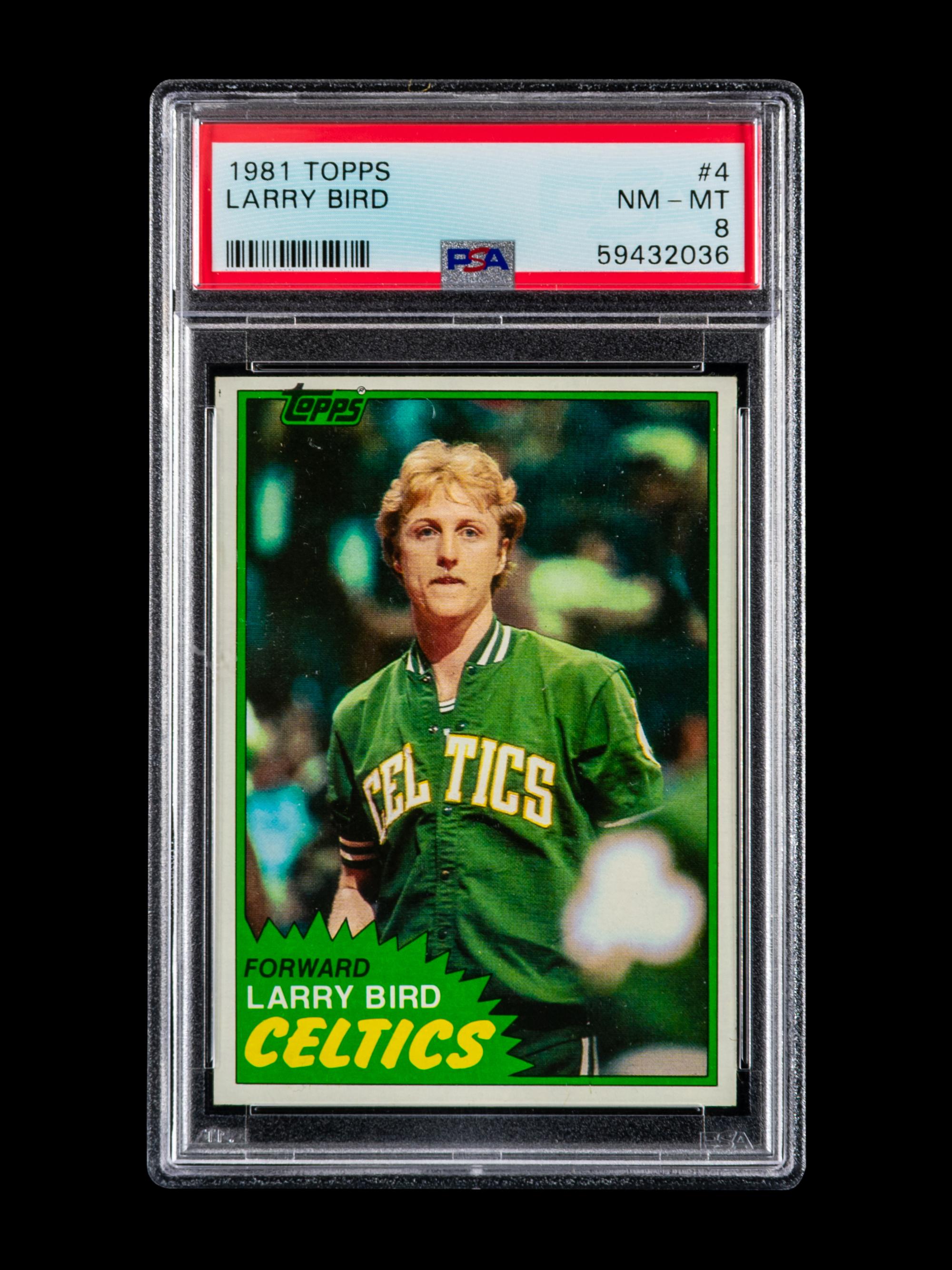 A 1981 Topps Larry Bird Basketball Card No. 4. (PSA 8 NM-MT)