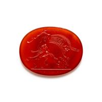 A Neoclassical Carnelian Intaglio with Hercules Being Bitten by a Crab