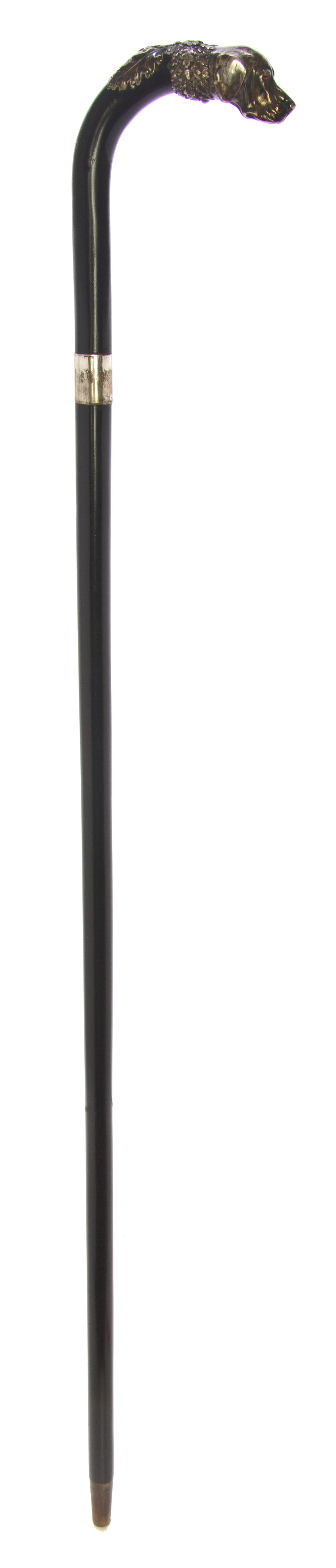 An Austrian Silver Handled Cane, Habsburg, Length of handle 4 x length overall 36 inches.