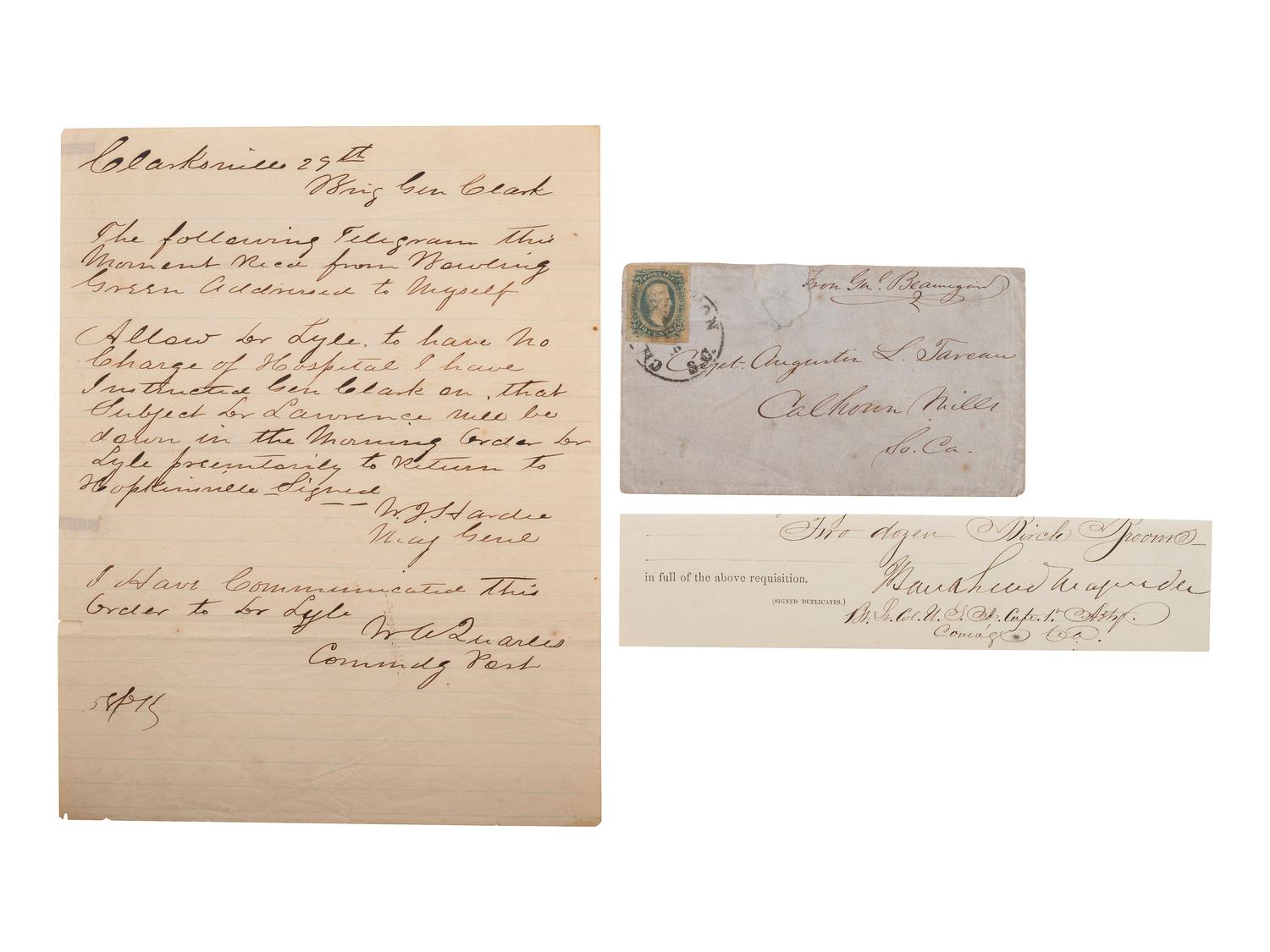 [CIVIL WAR]. Confederate autographs, incl. Generals BEAUREGARD & MAGRUDER.