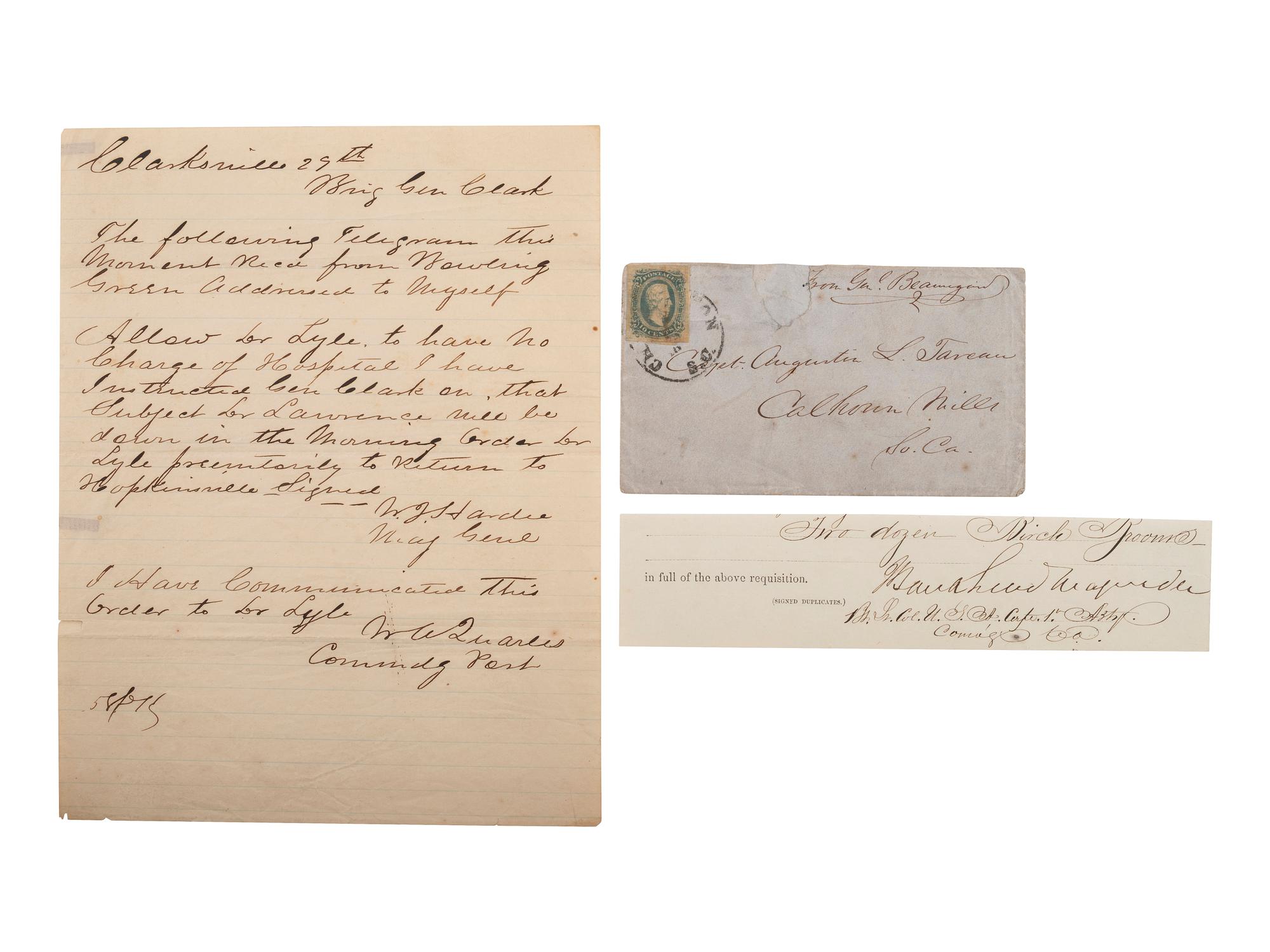 [CIVIL WAR]. Confederate autographs, incl. Generals BEAUREGARD & MAGRUDER.